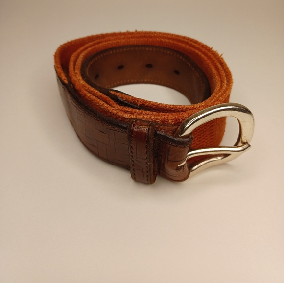 Martin Dingman Canvas/Leather Orange Belt - Picture 2 of 6